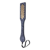 Sportsheets Sex & Mischief Cougar Studded Paddle With Gold Studs Navy Blue Paddles And Slappers